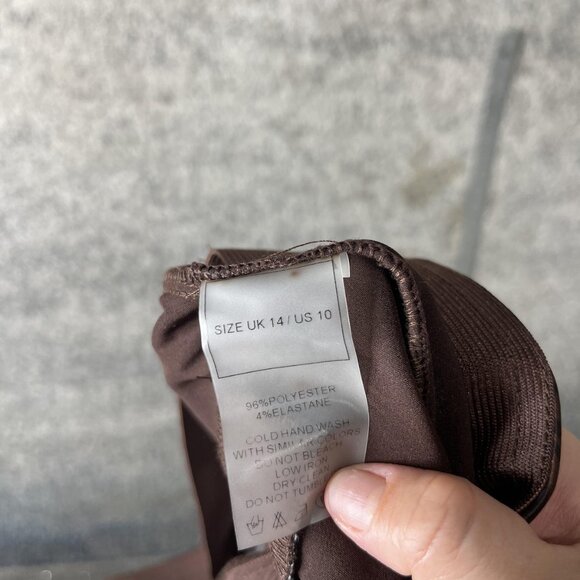 Maniere De Voir Pants Womens US 10 Brown Tiger Print Ruched Stacked Leg Slim Fit - Picture 11 of 11